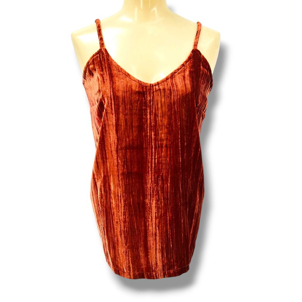 PAPARAZZI NWT Rust Color Striped Textured Velvet Cami Tank Top L Coquette